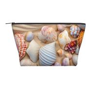 Trousse de maquillage trapézoïdale avec imprimé bonhomme de neige mignon pour femmes et filles, grande capacité, sac de voyage, trousse de maquillage, Conques et coquillages colorés, Taille unique