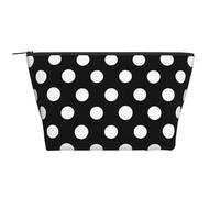 Trousse de maquillage trapézoïdale avec imprimé tournesols jaunes et papillons bleus - Rangement élégant pour beauté et cadeaux pour femmes et filles, Motif à pois blancs, Taille unique, Trousse de