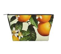 Trousse de maquillage trapézoïdale avec imprimé tournesols jaunes et papillons bleus - Rangement élégant pour beauté et cadeaux pour femmes et filles, Fleurs jaunes et orangers, Taille unique, Trousse