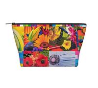 Trousse de maquillage trapézoïdale avec rembourrage en mousse pour salle de sport, bureau et week-end Motif canard, Collage coloré, Taille unique, Trousse de maquillage