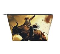 Trousse de maquillage trapézoïdale avec rembourrage en mousse pour salle de sport, bureau et week-end, Cool Bull Riding, Taille unique, Trousse de maquillage