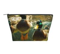 Trousse de maquillage trapézoïdale avec rembourrage en mousse pour salle de sport, bureau et w nd Motif canard, Canard nageant sous l'eau, Taille unique, Trousse de maquillage