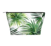 Trousse de maquillage trapézoïdale avec rembourrage en mousse pour salle de sport, bureau et w nd, Motif feuille de palmier transparent, Taille unique, Trousse de maquillage