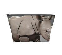 Trousse de maquillage trapézoïdale noire et blanche à gros pois pour femme et fille Grande capacité Portable Voyage Trousse de maquillage Organisateur, Animal Rhino, Taille unique, Trousse de