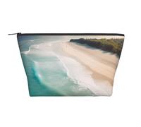 Trousse de maquillage trapézoïdale noire et bleue avec impression libellule pour femmes et filles, grande capacité, sac de voyage portable pour maquillage, pochette de maquillage, plage, Taille unique