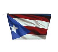 Trousse de maquillage trapézoïdale rouge à pois blancs pour femme et fille Grande capacité Portable Voyage Trousse de maquillage Organisateur, Drapeau de Porto Rico., Taille unique, Trousse de