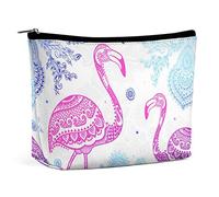 Trousse de Maquillage Tribal Flamingo Bird Trousse de Maquillage étanche pour Sac à Main Ornements Ethniques Pochette de Maquillage en Cuir PU avec Fermeture éclair, Trousse de Toilette de Voyage po