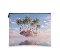Trousse de maquillage tropicale colorée pour femme, petite pochette portable en toile avec fermeture éclair, cadeau de festival d'été, organisateur de produits de toilette, coloré, 7x9 Inch, Île