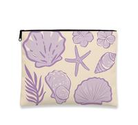 Trousse de maquillage tropicale, coquilles de lavande vintage, pochette de voyage pour femme, petite toile portable avec fermeture éclair, cadeau de plage, trousse de toilette, lavande, 7x9 Inch