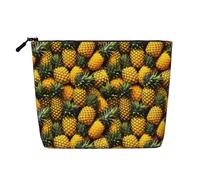 Trousse de Maquillage Tropicale en Imitation Chanvre, Motif Ananas, idéale pour Les Voyages. Écologique et résistante, avec Fermeture éclair, 24 x 17 cm.