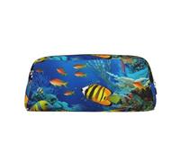 Trousse de Maquillage/Trousse de Toilette de Voyage en Cuir avec Fermeture éclair, Motif Poissons tropicaux sous-Marins, Grande Trousse à Crayons pour Femmes et Hommes. Porte-Monnaie/Porte-Monnaie e