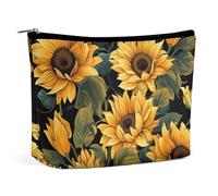 Trousse de maquillage, trousse de voyage pour produits cosmétiques, étui de rangement de maquillage imprimé « Tournesol Merci d'illuminer ma vie », pochette à large ouverture, indispensables de voyage