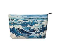 Trousse de maquillage Ukiyo-e en velours côtelé avec fermeture éclair pour voyage, camping et utilisation quotidienne