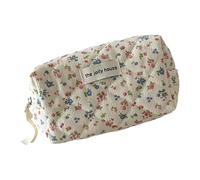 Trousse de maquillage unique en velours côtelé imprimé floral avec intérieur spacieux et pratique en tissu pour voyage essentiel, Sac Anis étoilé, 15*7.5*8.5cm