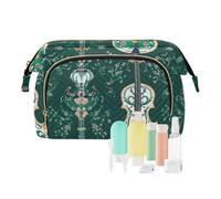 Trousse de maquillage verte pour femme avec violon chinois