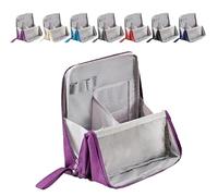 Trousse de maquillage verticale avec poignée - Organiseur de cosmétiques sur pied étanche avec compartiments, grande capacité en tissu Oxford pour voyage et maison, violet, Trousse de maquillage