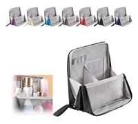 Trousse de maquillage verticale avec poignée - Organiseur de cosmétiques sur pied étanche avec compartiments, grande capacité en tissu Oxford pour voyage et maison, Noir , Trousse de maquillage