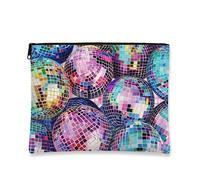Trousse de maquillage vibrante, boules disco colorées, pochette de voyage pour femme, petite toile portable avec fermeture éclair, cadeau de fête, trousse de toilette, multicolore, 7x9 Inch, Balles