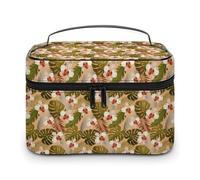 Trousse de Maquillage Vintage à Motif de Feuilles Tropicales et de Fleurs pour Femmes, Trousse de Voyage étanche avec poignée, Organiseur de cosmétiques, boîte de Maquillage Portable pour fête de ma