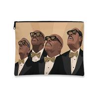 Trousse de maquillage vintage avec fermeture éclair en toile pour voyage, motif groupe de musique rétro, beige, 7x9 Inch, Quatuor