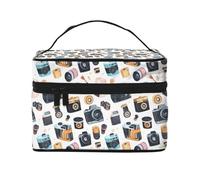 Trousse de maquillage vintage avec impression de film d'appareil photo - Trousse de toilette mignonne pour femme - Grand sac de rangement de maquillage de voyage