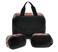 Trousse de maquillage vintage London Union Jack pour homme et femme - Trousse de toilette translucide - Trousse de toilette de voyage - 3 pièces, couleur, XL, Trousse de maquillage