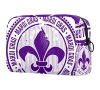 Trousse de maquillage vintage Mardi Gras pour femme, trousse de toilette de voyage, grande pochette de maquillage pratique avec fermeture éclair, multicolore, 18.5x7.5x13cm/7.3x3x5.1in, Trousse de