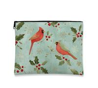 Trousse de maquillage vintage motif oiseaux bleu cardinal pour femme, petite trousse de toilette portable en toile à fermeture éclair, trousse de toilette de vacances, bleu, 7x9 Inch, Oiseaux
