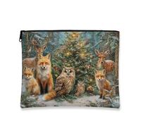 Trousse de maquillage vintage pour femme, petite trousse de maquillage portable en toile avec fermeture éclair, trousse de toilette pour les vacances, multicolore, 7x9 Inch, Faune sauvage