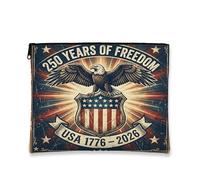 Trousse de maquillage vintage rétro avec motif aigle, pochette de maquillage patriotique pour voyage, organiseur portable en toile avec fermeture éclair, trousse de toilette pour le jour de