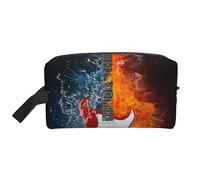 Trousse de Maquillage Water Fire Guitar pour Femme, Trousse de Maquillage avec Notes de Musique, Trousse de Toilette Portable, Accessoires de Voyage, Cadeau