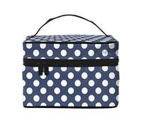 Trousse de Maquillage Wave Point, Trousse de Voyage pour Femmes et Filles, Grande Trousse de Maquillage, Trousse de Toilette Portable, Bleu Indigo
