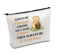 Trousse de maquillage Winnie l'ourson Magic Kingdom Cadeau Catartoon Personnage Citation Sac de maquillage Ours en miel avec sac à miel, blanc, pauvre ours royaume-