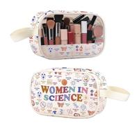 Trousse de maquillage « Women in Science » - Cadeau de semaine de laboratoire - Cadeau d'éducation STEM - Trousse de toilette pour femme scientifique, Dans un sac scientifique, Sacs cosmétiques