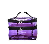 Trousse de Maquillage Women's Double Layer Large Capacity Portable Toiletry Bag Waterproof Cosmetics Travel Storage(Purple)