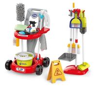 Trousse de Nettoyage Enfant Trousse Rouge avec Aspirateur Balai et Accessoires