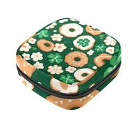 Trousse de première période pour filles et femmes, sac de rangement de serviettes hygiéniques, pochette pour tasse menstruelle, trèfle à quatre feuilles de la Saint-Patrick, donut féminin, sac de