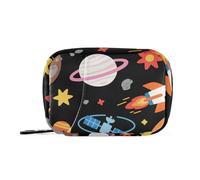 Trousse de premiers secours avec planètes et fusées de dessins animés colorés avec compartiments amovibles, organisateur de médicaments de voyage réutilisable pour sac à main
