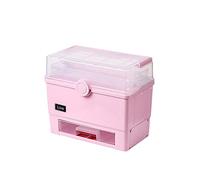 Trousse de premiers secours Boîte en plastique Poignée portable domestique Type d'échelle multicouche Tiroir médicale rangement à médicaments(Pink,1)