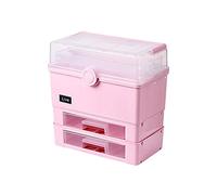 Trousse de premiers secours Boîte en plastique Poignée portable domestique Type d'échelle multicouche Tiroir médicale rangement à médicaments(Pink,2)