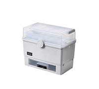 Trousse de premiers secours Boîte en plastique Poignée portable domestique Type d'échelle multicouche Tiroir médicale rangement à médicaments(Grey,1)