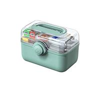 Trousse de premiers secours Boîte en plastique rangement domestique portable for médicaments d'urgence médicale 11,2/13,3/15,3 pouces(Green,S m)