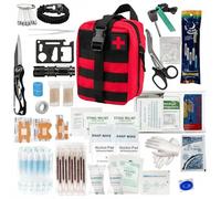 Trousse de Premiers Secours de Survie, 196 Pièces, Sac de Premiers Secours en Nylon 1000D, Équipement de Survie pour le Camping et la Navigation de Plaisance(Red)