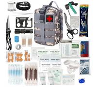 Trousse de Premiers Secours de Survie, 196 Pièces, Sac de Premiers Secours en Nylon 1000D, Équipement de Survie pour le Camping et la Navigation de Plaisance(ACU)