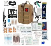 Trousse de Premiers Secours de Survie, 196 Pièces, Sac de Premiers Secours en Nylon 1000D, Équipement de Survie pour le Camping et la Navigation de Plaisance(Brown)