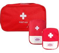 Trousse de premiers secours de voyage Organisateur de médicaments en rouge vif, lot de 3, dimensions 24x14x8 cm, 18x13x3 cm et 14x11 cm, plastique résistant à l'eau