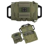 Trousse de Premiers Secours Déploiement Rapide Pochette Médicale IFAK Dégagement avec Rabat Boucle Crochet Onglets for Les Médecins Étudiants en Soins Infirmiers Domicile(Green)