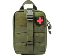 Trousse de premiers secours Molle 1000D détachable, pochette médicale tactique détachable, sac de premiers secours vide pour gilet, sac à dos, ceinture, camping et randonnée (Green)