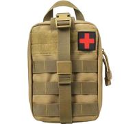 Trousse de premiers secours Molle 1000D détachable, pochette médicale tactique détachable, sac de premiers secours vide pour gilet, sac à dos, ceinture, camping et randonnée (Khaki)