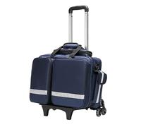 Trousse de premiers secours portable de grande capacité avec chariot, ignifuge, antistatique, étanche, avec roulettes, incendie, traumatisme, sac médical multifonctionnel (bleu)